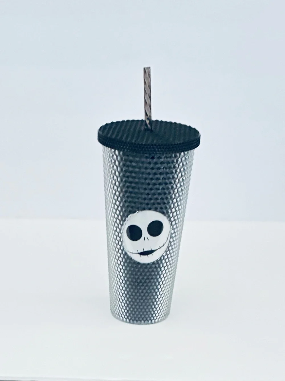 Nightmare Before Christmas Jack Tumbler Studded Cup Textured Black Lid Straw